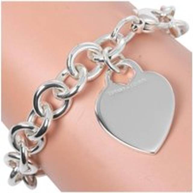 Womens Preloved Heart Tag Chain Bracelet Wo - Silver - Grey - One Size