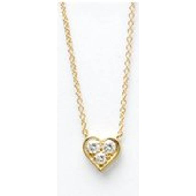 Womens Preloved ThreeStone Heart Pendant Necklace Wo - Gold - Metallics - One Size
