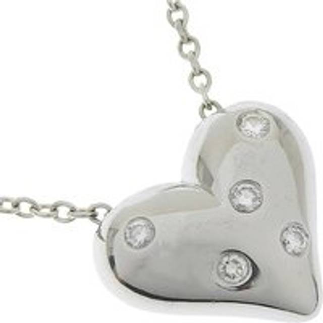 Womens Preloved Heart Diamond Pendant Necklace Wo - Silver - Grey - One Size