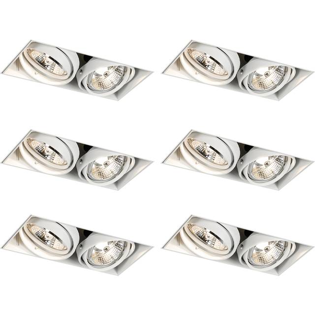 Set of 6 Recessed Spotlights White GU10 50mm 2-Light Trimless - Oneon