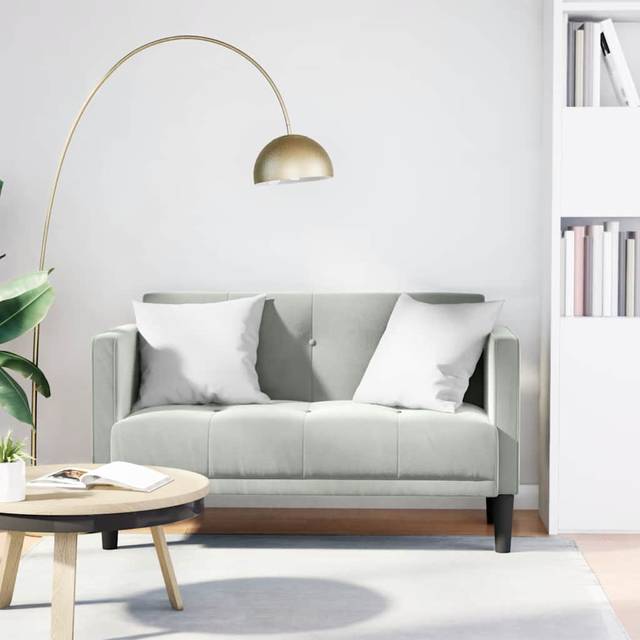 Loveseat soffa ljusgrå 111 cm sammet
