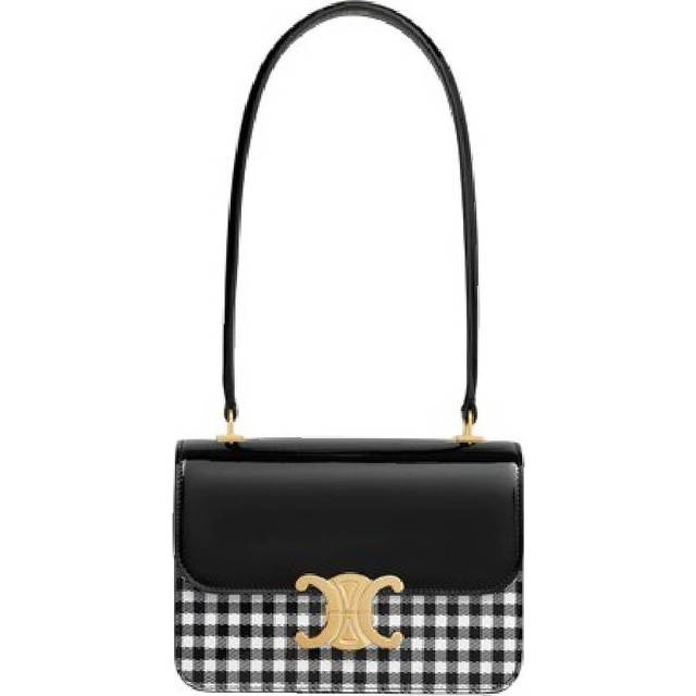 Celine Garance Bag Is Crafted In Vichy-Printed Patent - White (Size 7  X 5  X 3)