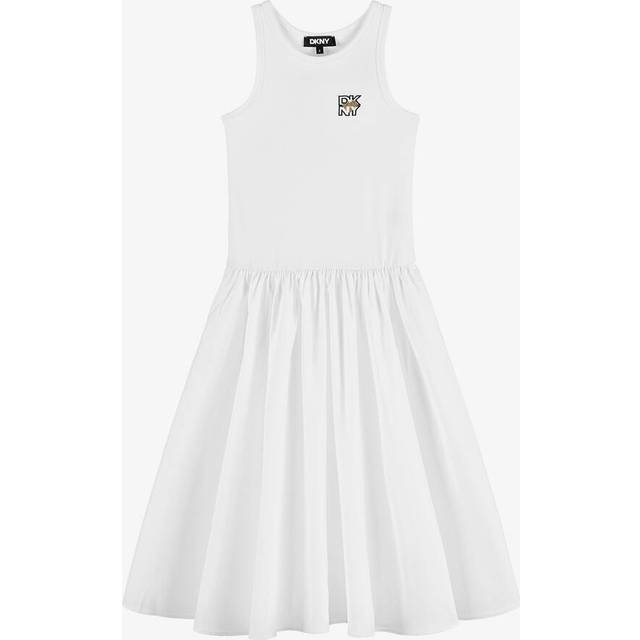 Dkny Girls White Cotton Dress - 5 year