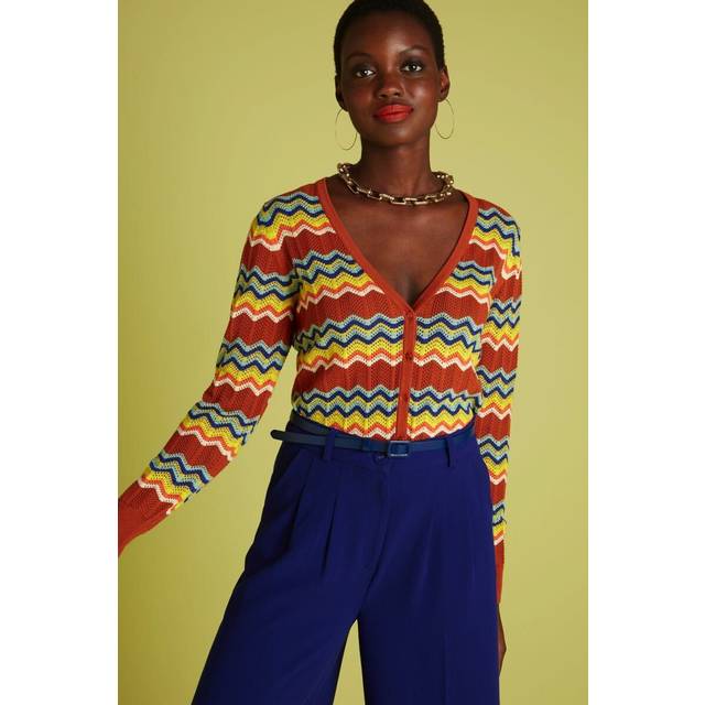 King louie orange yellow cardigan sweater long sleeve stripes toluca 06045