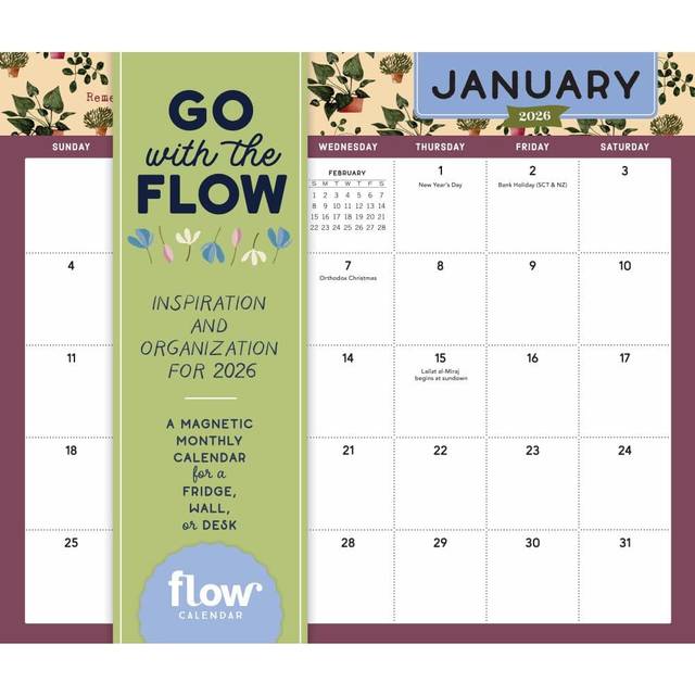 Go With the Flow 2026 Magnetic Wall Calendar