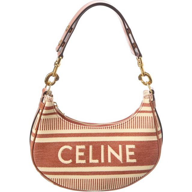 Celine Ava Strap Bag In Striped Textile - Gold Tone (Size 10  X 7   X  4)