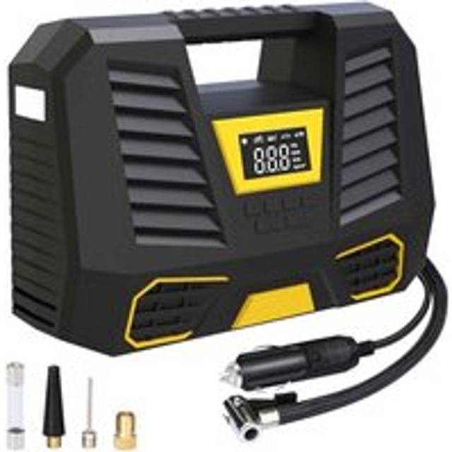 Alwaysh - Portable Air Compressor, 150 psi Car Tire Inflator, 3x2000mAh Mini Tire Compressor 12V, Tire Pump with Digital lcd Display led Light