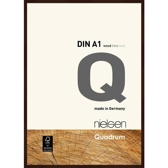 Quadrum A1 Wooden Picture Frame With Protective Glass Front - Brown - One Size