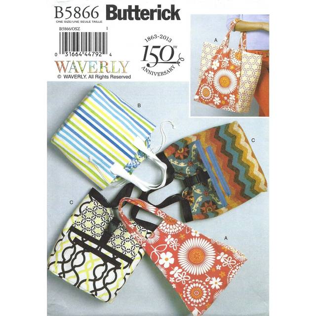 BUTTERICK PATTERNS B5866 Totes Sewing Template