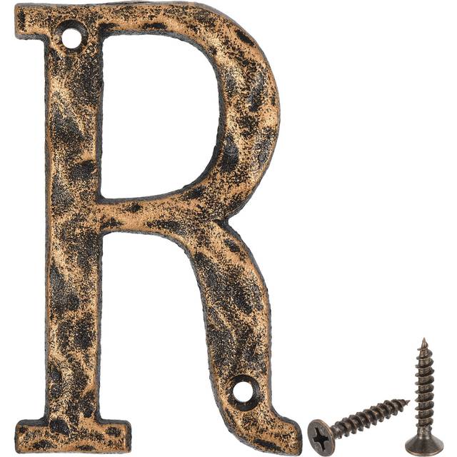 House Address Letter, 4.9 Inch Cast Iron Vintage Letter-r For Sign, Black & Gold