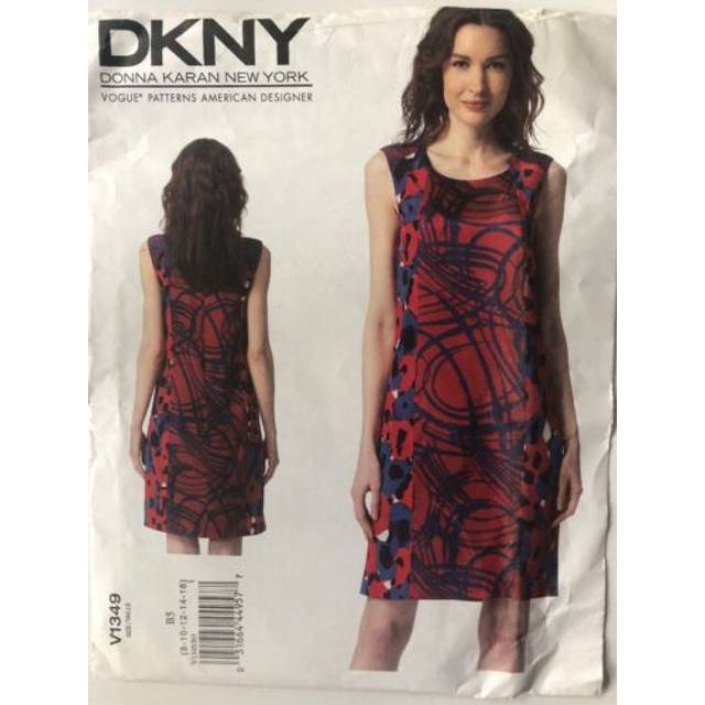 Vogue sewing pattern 1349 dress by dkny donna karan contrast sides size 8-16