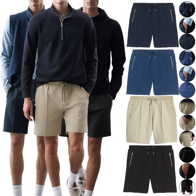M&s mens fleece shorts elasticated waist jogger brushed running zip pocket gym