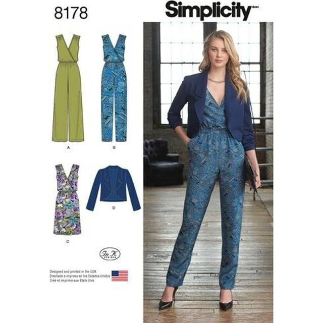 Simplicity 8178 Women's Jumpsuit  Dress  and Jacket Sewing Patterns for Women by In K  Sizes H5 (6-14).