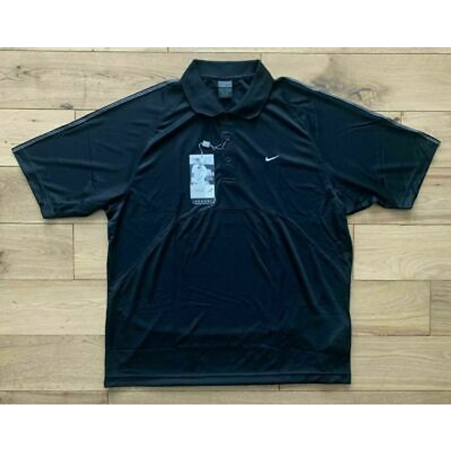 Nike dri-fit men's andre agassi 2002 tennis polo shirt 141976-010, black, m