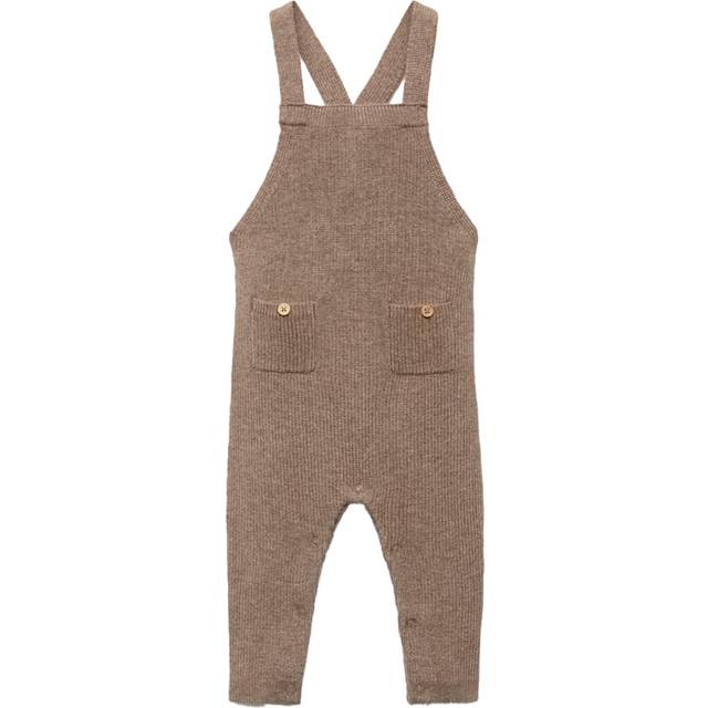 Mango Baby Unisex Knitted Dungarees - Brown, Brown, Size Age: 6-9 Months - age: 6-9 MONTHS