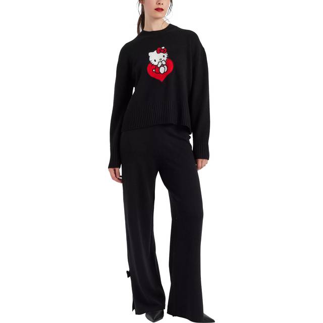 Women's chinti and parker track pants black wool-cashmere hello kitty bow size x