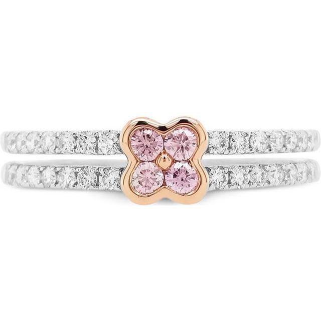 HYT Jewelry - 18K white gold Flower diamond engagement ring - women - White Diamond/Pink Diamond/18kt White Gold - 6 1/4 - Silver