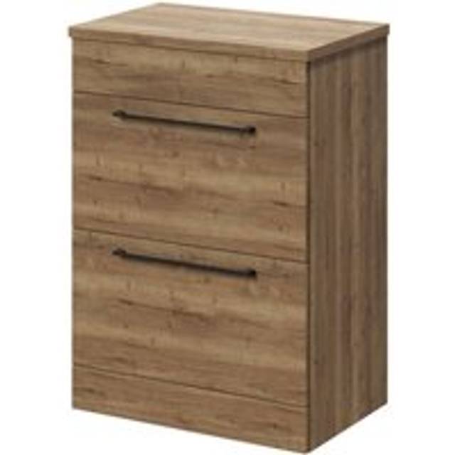 Napoli 390 Floor Standing Vanity Unit for Countertop Basins with 2 Drawers and Gunmetal Grey Handles | Nero Oak | MDF | 600mm