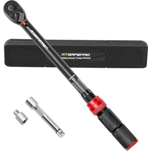 "1/2"" Drive Torque Wrench Set,Car Wheel Torque Wrench 20-230 Nm with 3/8'' Adapter, Dual-Direction Adjustable 72 Tooth for Car Motorcycle,Truck, 3%"