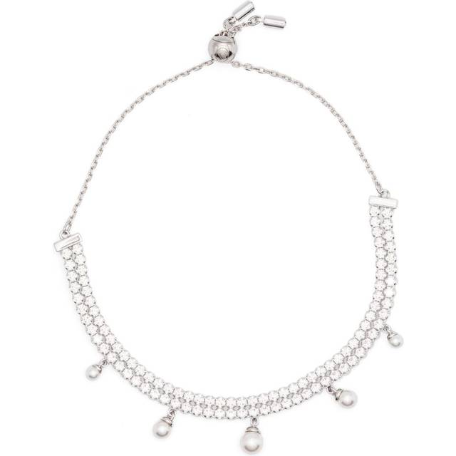 Swarovski - pearl-embellished bracelet - women - Rhodium Plated Brass/Swarovski Crystal Pearl/Swarovski Crystal/Swarovski Zirconia - M - Silver