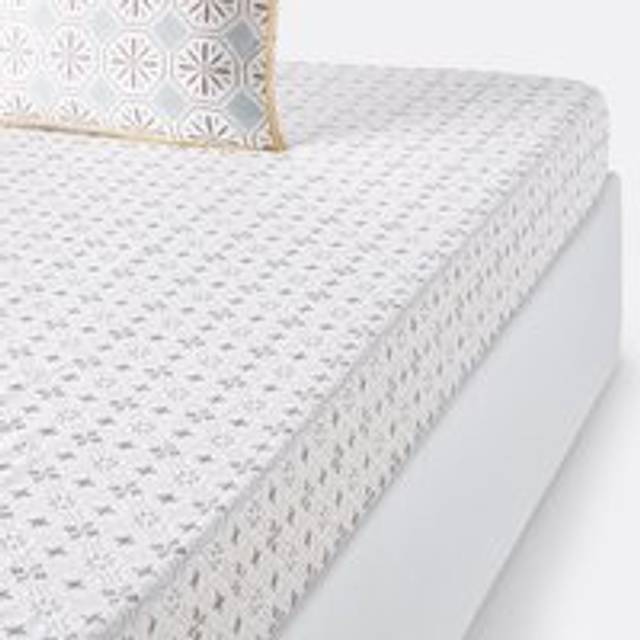 Salernes Tile Print 100% Cotton Fitted Sheet - Grey Print - KING (160X200cm)