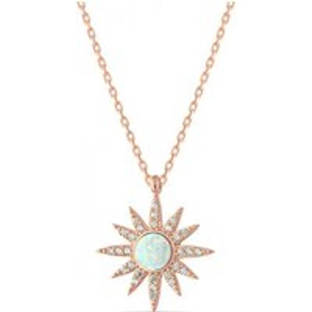 Womens White Opal Sun Sterling Silver Necklace - Metallics - One Size