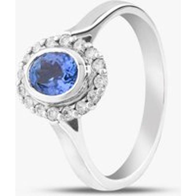 9ct White Gold Oval Cut Tanzanite & Brilliant Cut Diamond Halo Ring 10-80-567/25-04-228 N - Silver