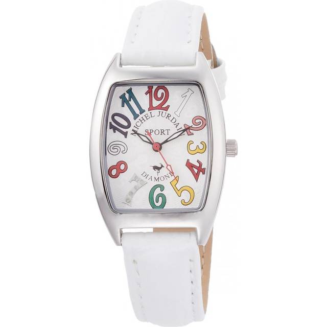 [Michel Jourdan] Sports Tonneau-shaped Watch with Natural Diamonds SL-1000-10 White