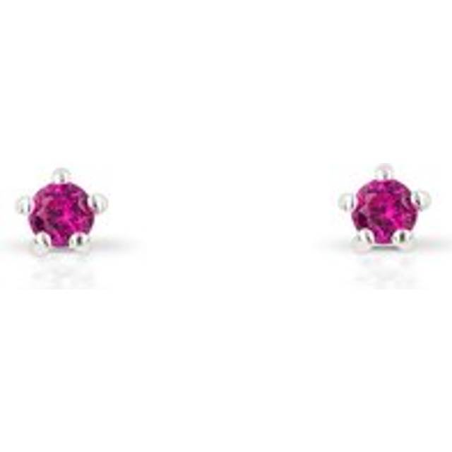 John Greed Signature Silver Dark Pink Crystal Tiny Stud Earrings For Women - pink/silver