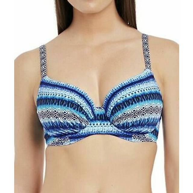 Fantasie la manga bikini top size 30f underwired full cup blue white swim 6455