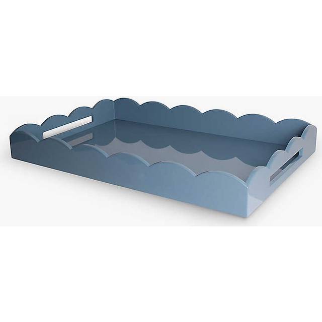 Chambray Blue Large Lacquered Scallop Ottoman Tray - Limited Edition