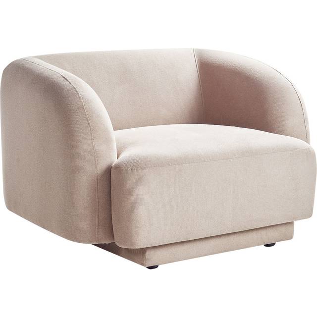 Armchair Curved Glam Art Deco with Armrests Taupe Fabric Skjanes