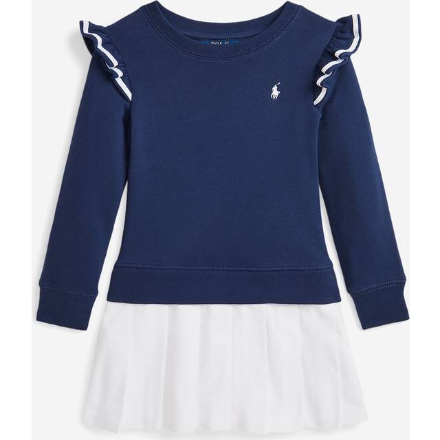Polo Ralph Lauren Girls Woven Hem Sweat Dress - Navy, Navy, Size 1.5-2 Years - 1.5-2 YEARS
