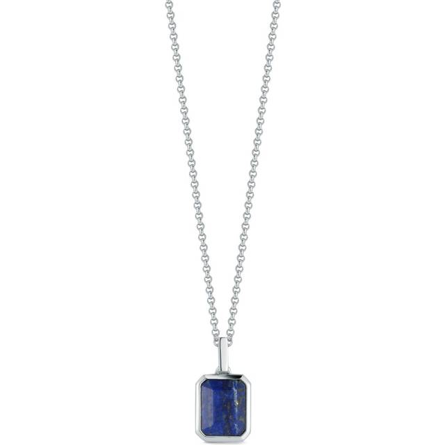 Mateo - sterling silver emerald cut lapis necklace - men - Sterling Silver/Lapis Lazuli - One Size