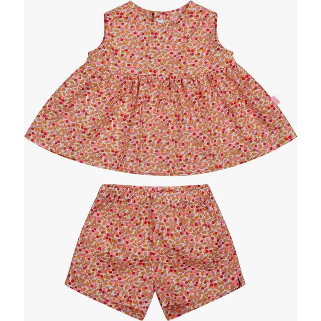 Il Gufo Girls Pink Floral Cotton Shorts Set - 9 month