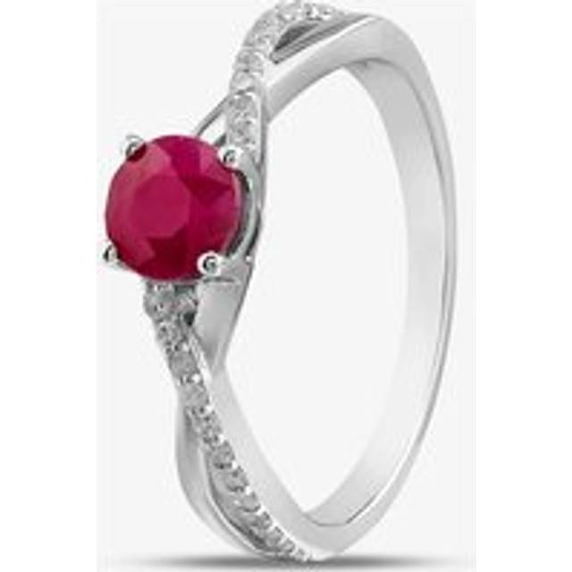 9ct Yellow Gold Ruby & Diamond Crossover Ring OJR1703-R N - Silver