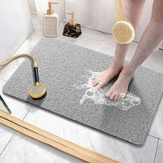 Cyslmuk - Non-Slip Shower Mat with Drainage Holes, Soft and Comfortable Quick Drying Shower Mat (40x120cm, Grey)