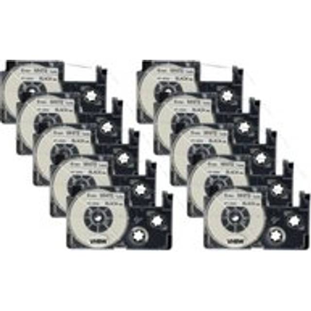 vhbw 10x Label Tape Replacement for Casio XR-6WE, XR-6WE1 for Label Printer 6mm Black on White