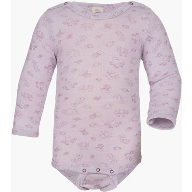 Engel - Baby-Body Langarm Mit Druckverschluss Schulter - Merino base layer size 50/56, white/purple