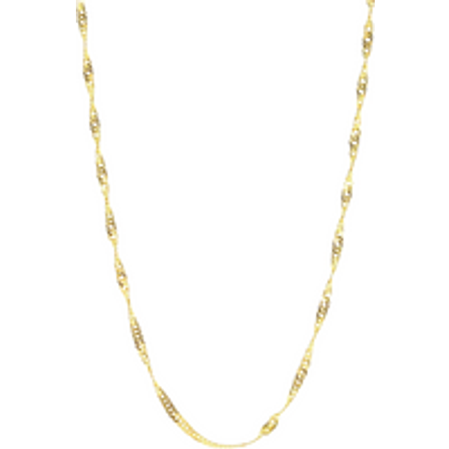 Womens 9ct Solid Gold Twisted Singapore Chain Necklace - Metallics - 16inch