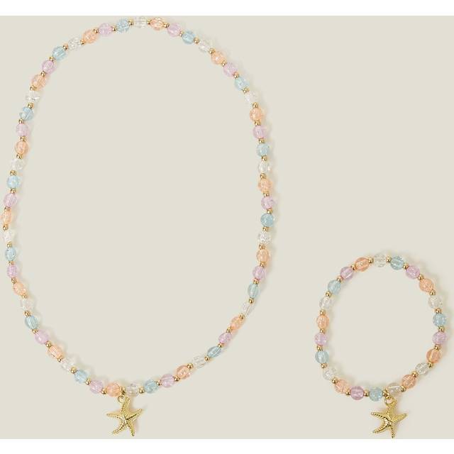 Gold Girls Beaded Star Fish Necklace and Bracelet Set - Accessorize - One Size