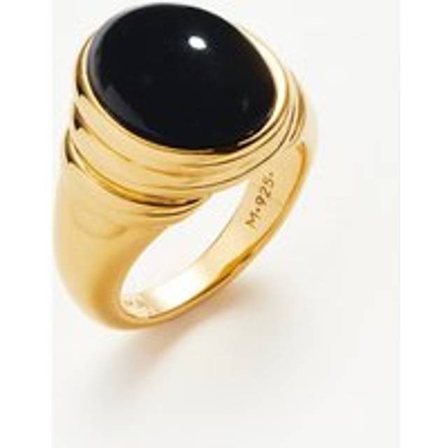 Savi Ridge Oval Gemstone Chunky Ring | 18ct Gold Vermeil/Black Onyx