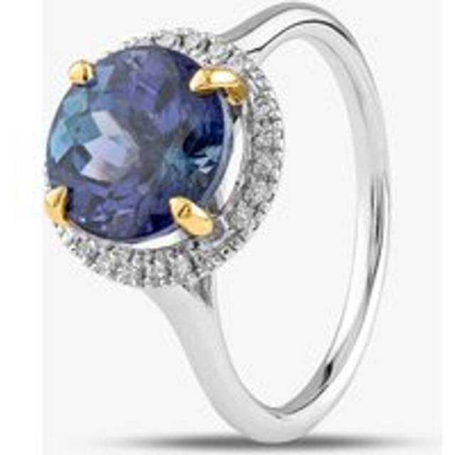 18ct White Gold 3.51ct Brilliant Cut Tanzanite & 0.12ct Diamond Halo Ring NTR2027GTZD-18YWG - Silver