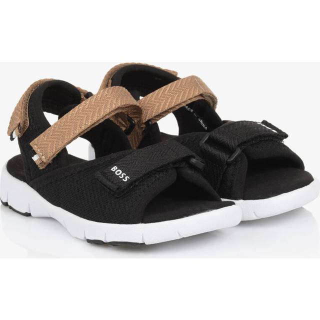 Boss Boys Black & Beige Velcro Sandals - 20