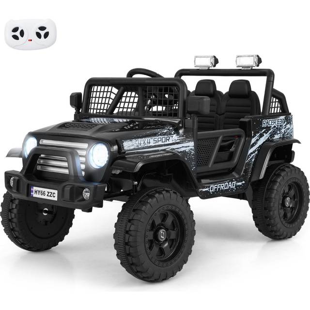 Costway 12V Kids Ride on Truck Car with Remote Control and LED Lights-Black, Black