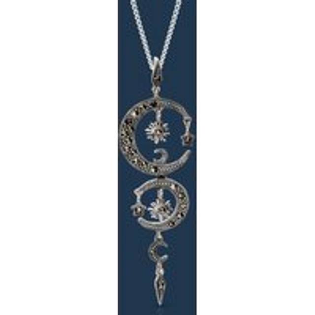 John Greed Signature Silver Marcasite Star & Moon Universe Necklace For Women - silver