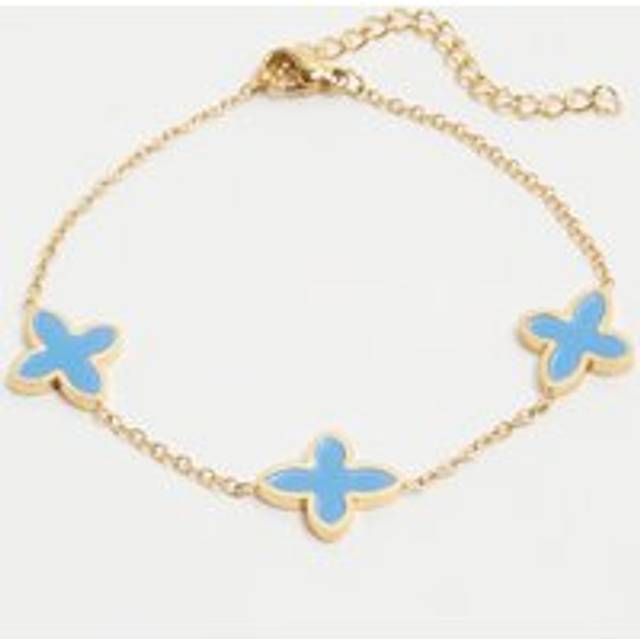 River Island Womens Blue Stainless Steel Petal Bracelet - One Size
