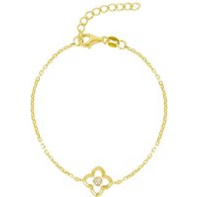 Womens White Enamel Clover Bracelet - Metallics - One Size