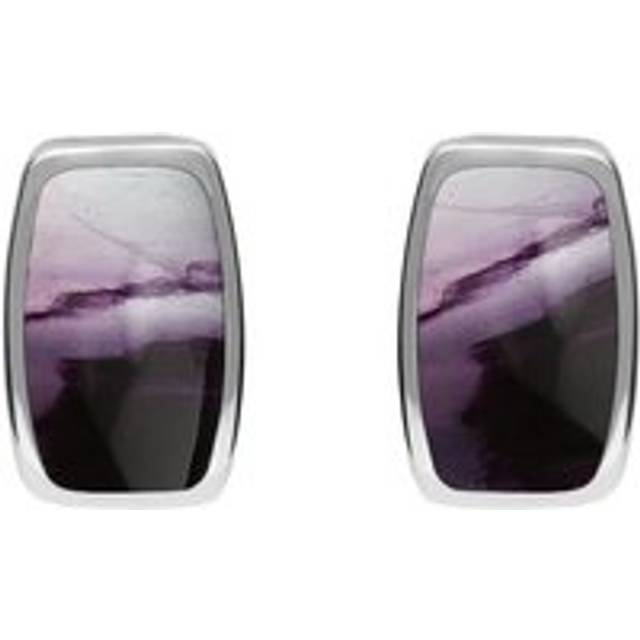 Sterling Silver Blue John Barrel Stud Earrings - Silver