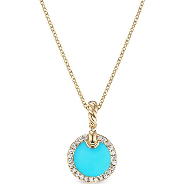 David Yurman - 18kt yellow gold Petite DY Elements turquoise diamond necklace (17.8mm) - women - 18kt Yellow Gold - One Size